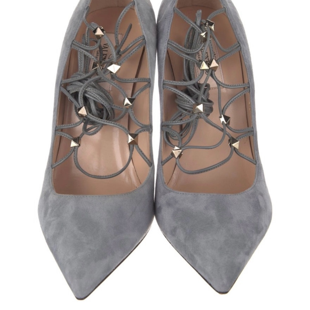 Valentino Garavani Suede Gray Lace-Up Heels size 10/40